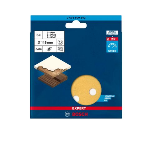 6x Brusný papír Bosch EXPERT C470 115 mm 2608900802 - 2