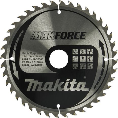 Pilový kotouč na dřevo Makita MAKFORCE 190 mm 40T B-32340