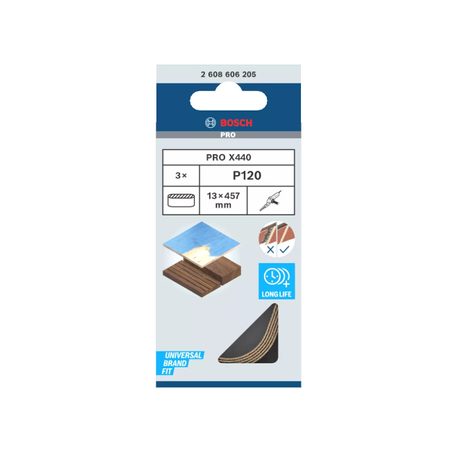 3x Brusný pás Bosch PRO X440 13 x 457 mm G120 2608606205 - 2