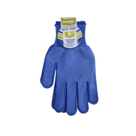EXTOL CRAFT 99714 - rukavice z polyesteru s PVC terčíky na dlani, velikost 9" 