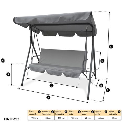 Zahradní houpačka šedá FIELDMANN FDZN 5202 - 2