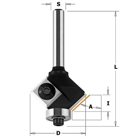 Úhlová žiletková fréza IGM F042 - 45° D29x8 L60 S=6 HW - 2