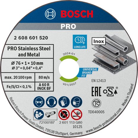 Řezný kotouč Bosch PRO Stainless Steel and Metal 76 mm 5 ks 2608601520