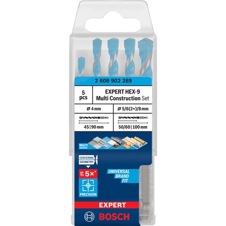 Sada vrtáků Bosch EXPERT HEX-9 MultiConstruction 5 ks 2608902289