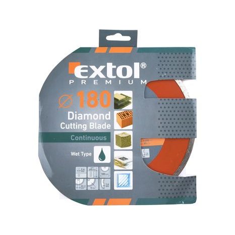 EXTOL PREMIUM 108734 - kotouč diamantový řezný celoobvodový - mokré řezání, 180x22,2x2,8mm - 2