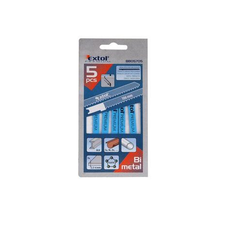 EXTOL PREMIUM 8805705 - plátky do přímočaré pily 5ks, 106x1,8mm, Bi-metal - 2