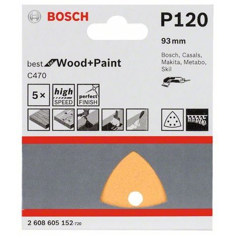 5x Brusný papír Bosch C470 2608605152 - 2