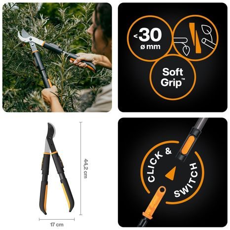 Pákové zahradní nůžky Fiskars OneClick 1082707 - 8