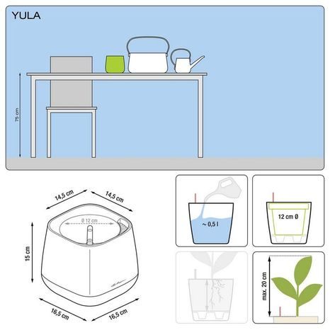 Samozavlažovací květináč Yula 14 cm, bílá + zelená, Lechuza 6173 - 2