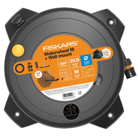 Set Fiskars buben s hadicí M 21,5m s držákem na zeď 1059608