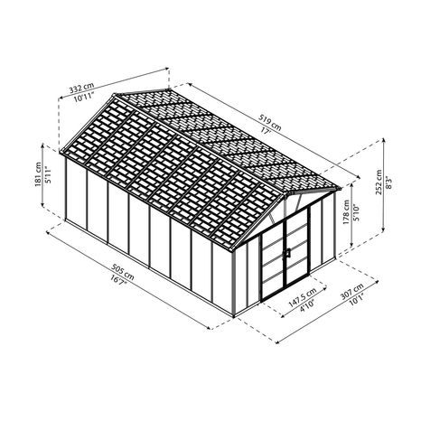 Palram Rozšiřovací modul 11x4,1 pro domky série Yukon 11 (antracit) - 6