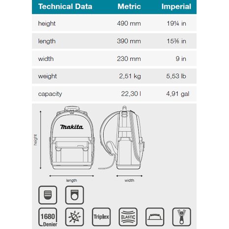 Batoh s organizérem Makita E-15481 - 3