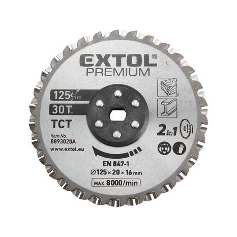 EXTOL PREMIUM 8893020A - kotouč řezný, na kov a dřevo, 125x20x16mm, 30T