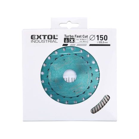 EXTOL INDUSTRIAL 8703053 - kotouč diamantový řezný, turbo Fast Cut, suché i mokré řezání, 150x22,2x2,5mm - 3