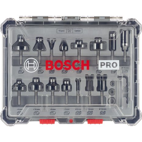 Smíšená sada fréz Bosch PRO 15ks 2607017471