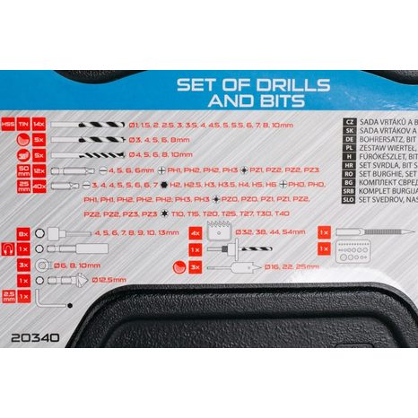 Sada vrtáků, bitů a adapterů Levior 100 ks 20340 - 4