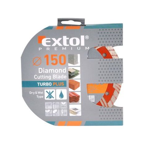 EXTOL PREMIUM 8803033 - kotouč diamantový řezný TURBO PLUS - suché i mokré řezání, 150x22,2mm - 2