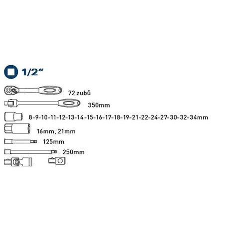 Hlavice nástrčné 1/2" 27 ks FORTUM 4700014 - 2
