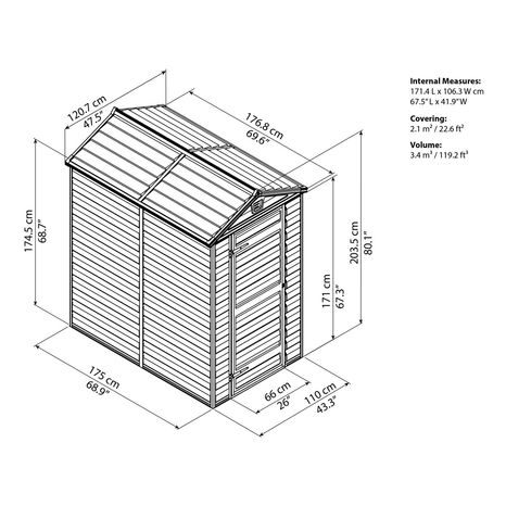 Zahradní domek Palram Skylight 4x6 hnědý - 3