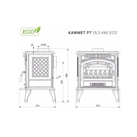 Krbová kamna KAWMET P7 - 9