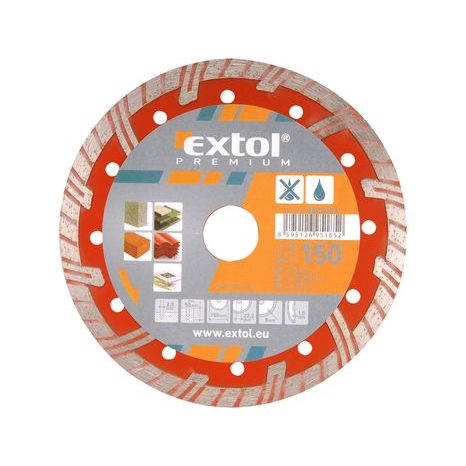 EXTOL PREMIUM 8803033 - kotouč diamantový řezný TURBO PLUS - suché i mokré řezání, 150x22,2mm