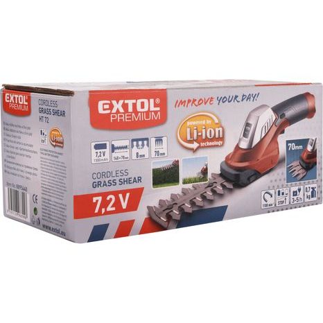 EXTOL PREMIUM 8895440 - nůžky na trávu a živé ploty aku, 7,2V Li-ion, 1300mAh - 8