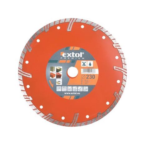 EXTOL PREMIUM 8803035 - kotouč diamantový řezný TURBO PLUS - suché i mokré řezání, 230x22,2mm