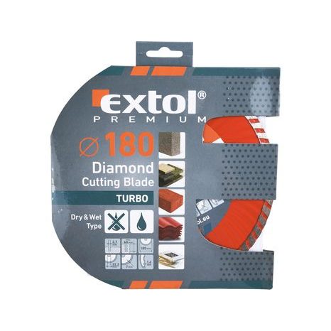 EXTOL PREMIUM 108754 - kotouč diamantový řezný, turbo - suché i mokré řezání, 180x22,2x2,8mm - 2