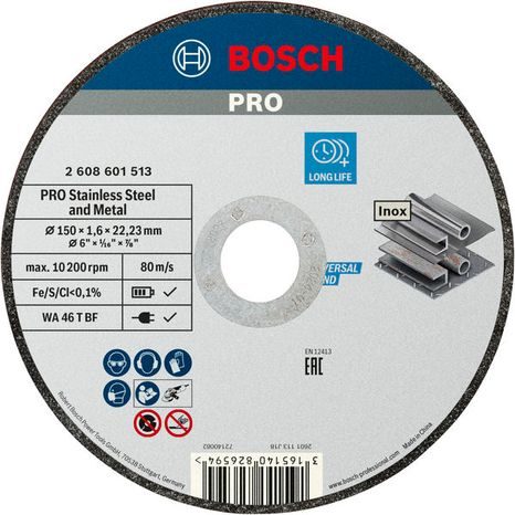 Řezný kotouč Bosch PRO Stainless Steel and Metal 150 x 1,6 mm 2608601513