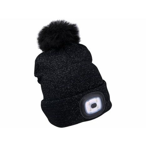 Čepice s čelovkou EXTOL LIGHT 43196 nabíjecí, šedá/třpytivá s bambulí