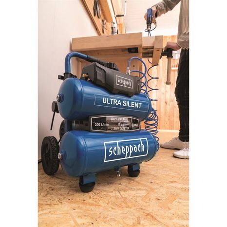 Elektrický bezolejový dvouválcový kompresor Scheppach HC 20 Si Twin - 4