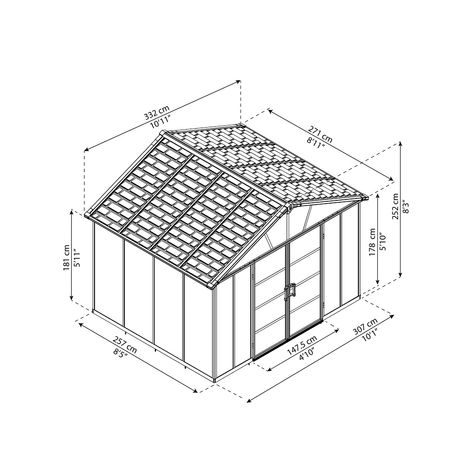 Zahradní heavy duty prostorný domek Palram Yukon 11' x 9' antracit 
