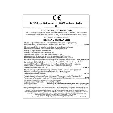 Krbová kamna BLIST Ekonomik LUX / BERNA Lux Red - 5