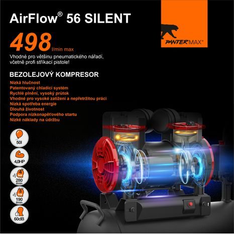 Elektrický bezolejový kompresor PANTERMAX AirFlow 56 SILENT - 17