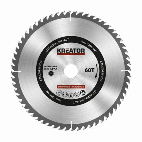 Pilový kotouč na dřevo Kreator  254mm 60T KRT020428