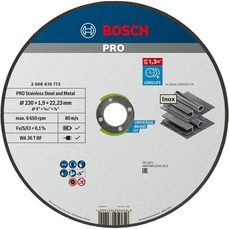 Řezný kotouč Bosch PRO Stainless Steel and Metal 230 x 1,9 mm 2608619773