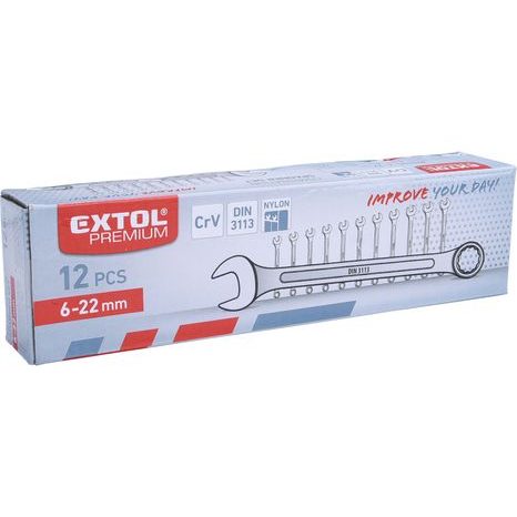 EXTOL PREMIUM 6333 - klíče očkoploché, sada 12ks, 6-22mm - 3