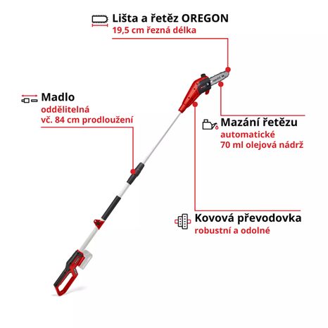 Akumulátorová vyvetvovacia píla Einhell GC-LC 18/20 Li T-Solo - 9