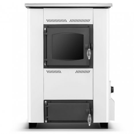 Krbová kamna na dřevo s varnou deskou a výměníkem TEMY ES 25 kW - bílý
