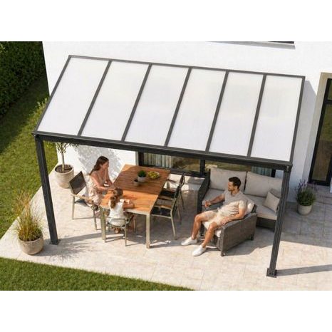 Hliníková pergola LANITPLAST WALL 33 antracit + opál PC LG2118 - 4