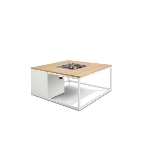 Stůl s plynovým ohništěm COSI- Cosiloft 100 bílý rám / deska teak - 2