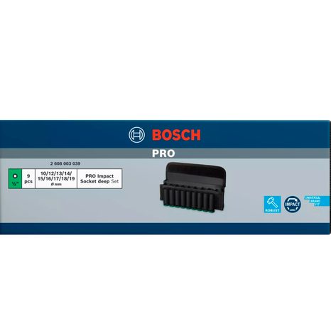 Sada prodloužených nástrčných hlavic Bosch PRO Impact 1/2" 9 ks 2608003040 - 2