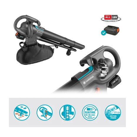 Aku vysavač/fukar na listí Gardena PowerJet 18V P4A - set 14895-20 - 4