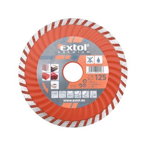 EXTOL PREMIUM 108752 - kotouč diamantový řezný, turbo - suché i mokré řezání, 125x22,2x2,5mm