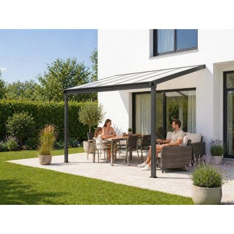 Hliníková pergola LANITPLAST WALL 33 antracit + opál PC LG2118 - 3