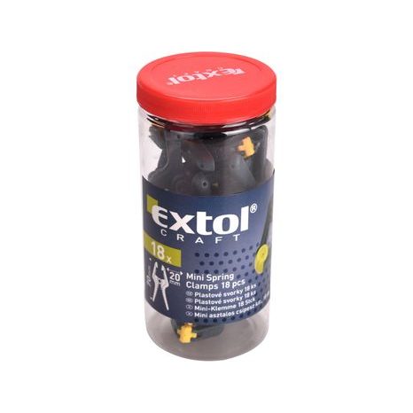 EXTOL CRAFT 9691 - svorka plastová, sada 18ks v plastové dóze, 70mm - 2