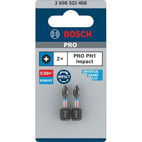Skrutkovací bit Bosch PRO Impact Control 25 mm PH1 2 ks 2608522468