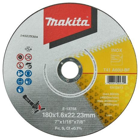 Řezný kotouč na nerez Makita 180 x 1,6 mm E-13758