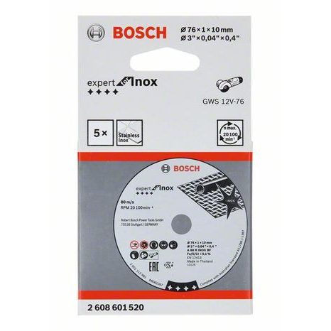 5x Řezný kotouč Bosch Expert for Inox 76mm 2608601520 - 2