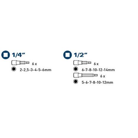 Hlavice zástrčné imbusové 1/4", 1/2" 18 ks FORTUM 4700008 - 3
